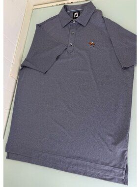Footjoy Horse Equestrian Golf Polo Shirt Men Large L Performance Stretch FJ Blue